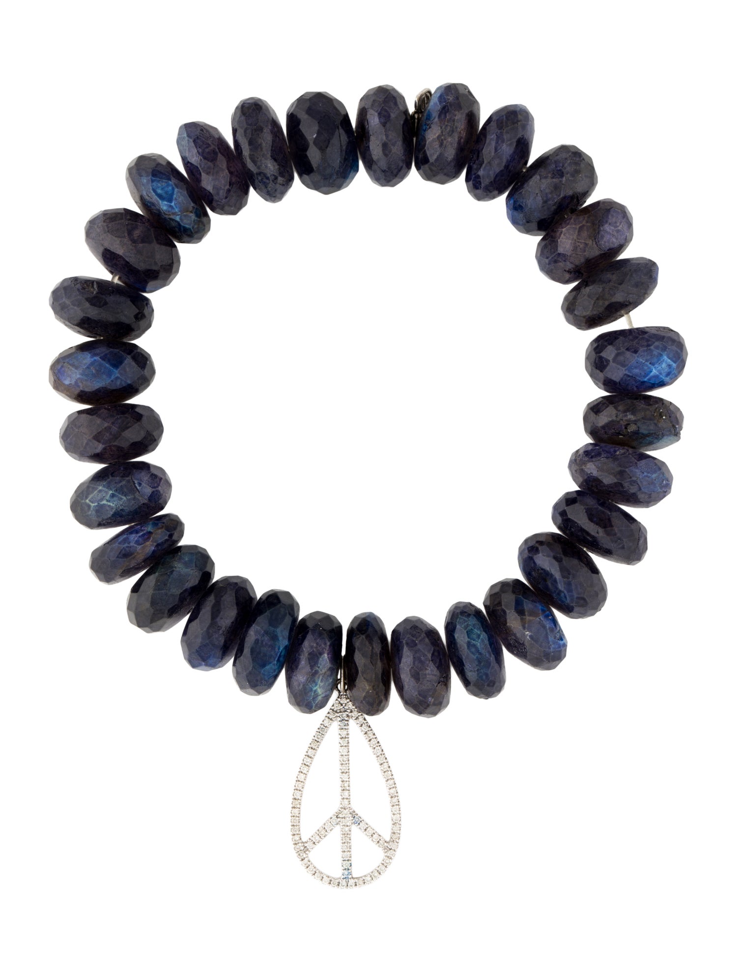 Sydney Evan 14K Diamond & Coated Labradorite Peace Sign Bracelet