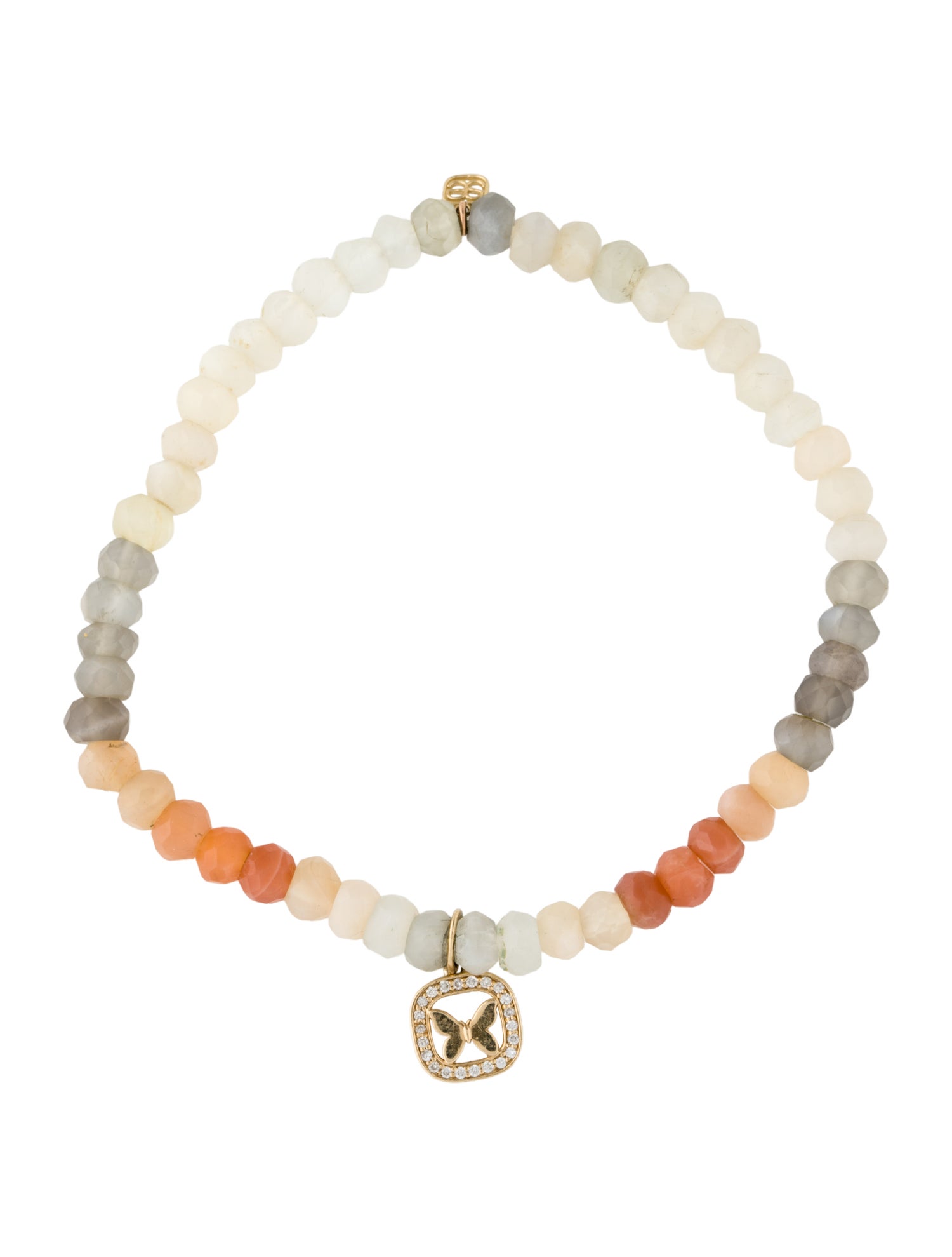 Sydney Evan 14k Diamond & Moonstone Butterfly Charm Bracelet