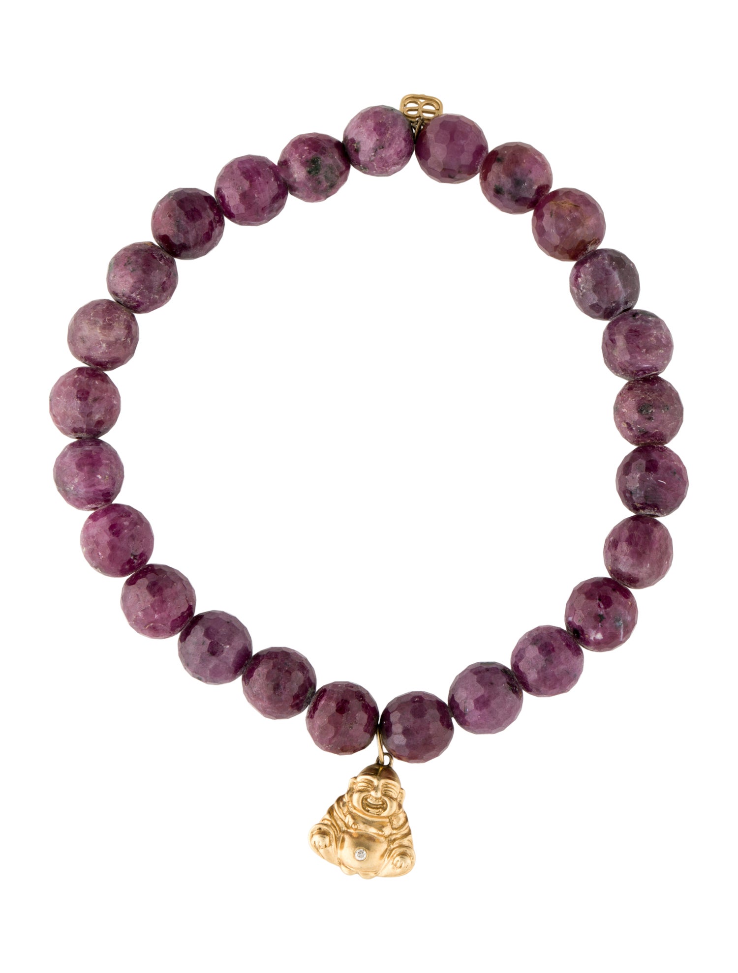 Sydney Evan 14K Ruby & Diamond Buddha Beaded Charm Bracelet