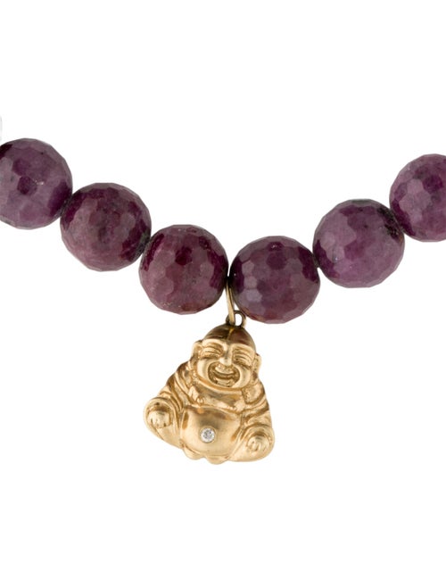 Sydney Evan 14K Ruby & Diamond Buddha Beaded Charm Bracelet