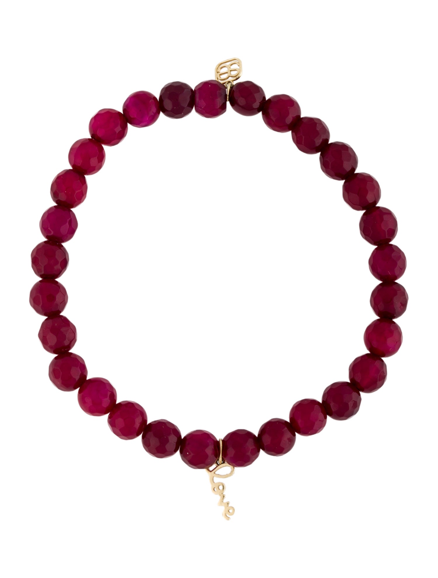 Sydney Evan 14K Dyed Chalcedony Bead 'LOVE' Stretch Bracelet