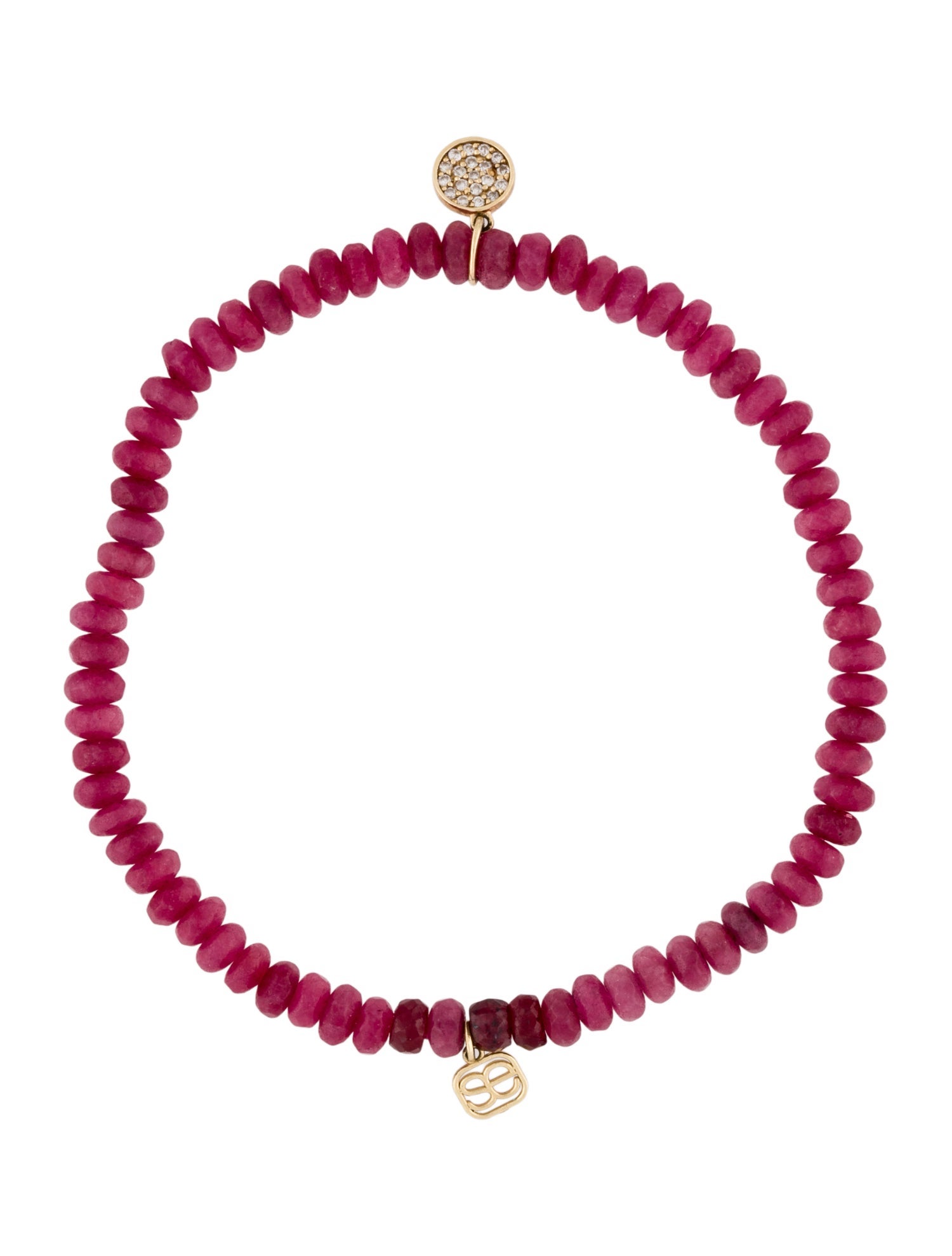 Sydney Evan 14K Dyed Ruby & Diamond Bead Bracelet