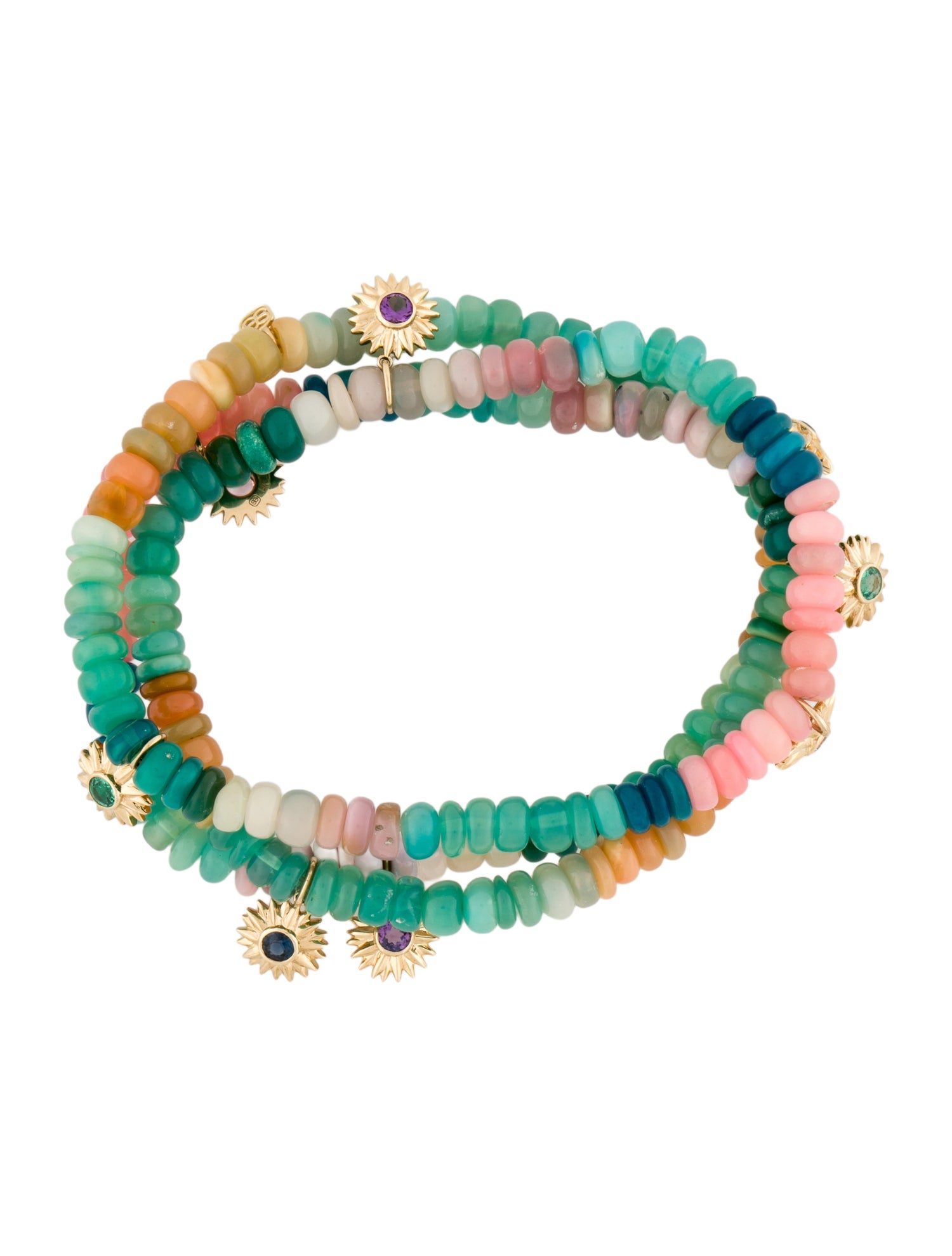 Sydney Evan 14K Multistone Rainbow Sunburst Wrap Bracelet