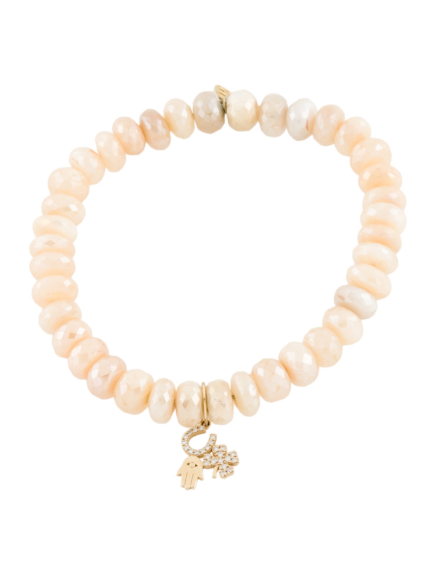 Sydney Evan 14K Coated Feldspar & Diamond Luck & Protection Bead Bracelet