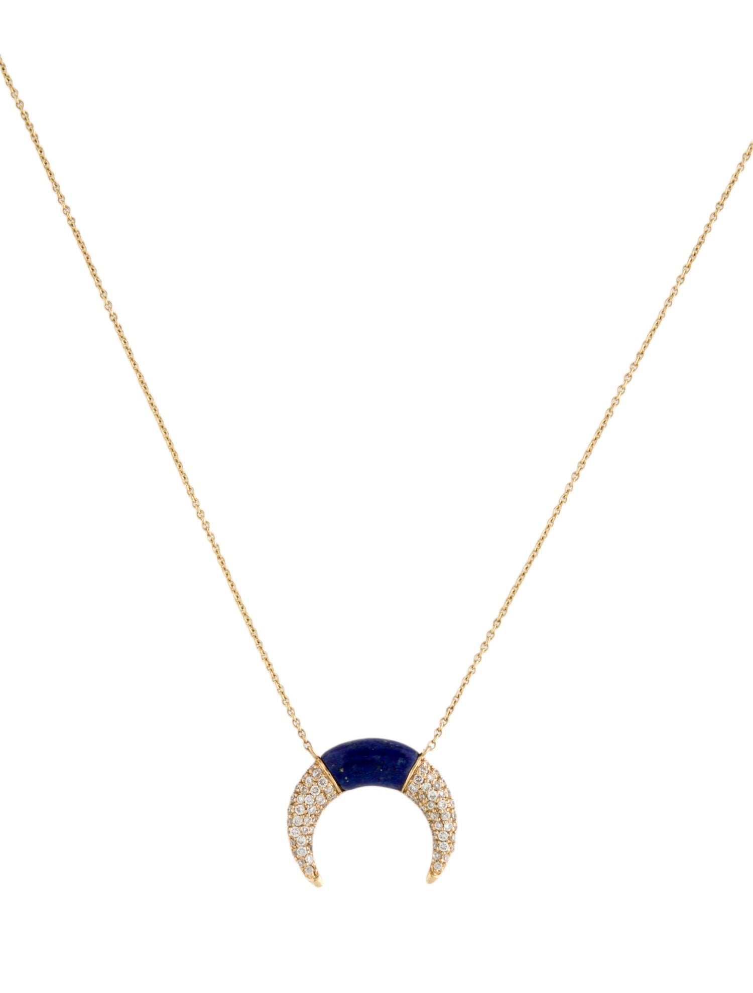 Sydney Evan 14K Lapis Lazuli & Diamond Double Horn Pendant Necklace