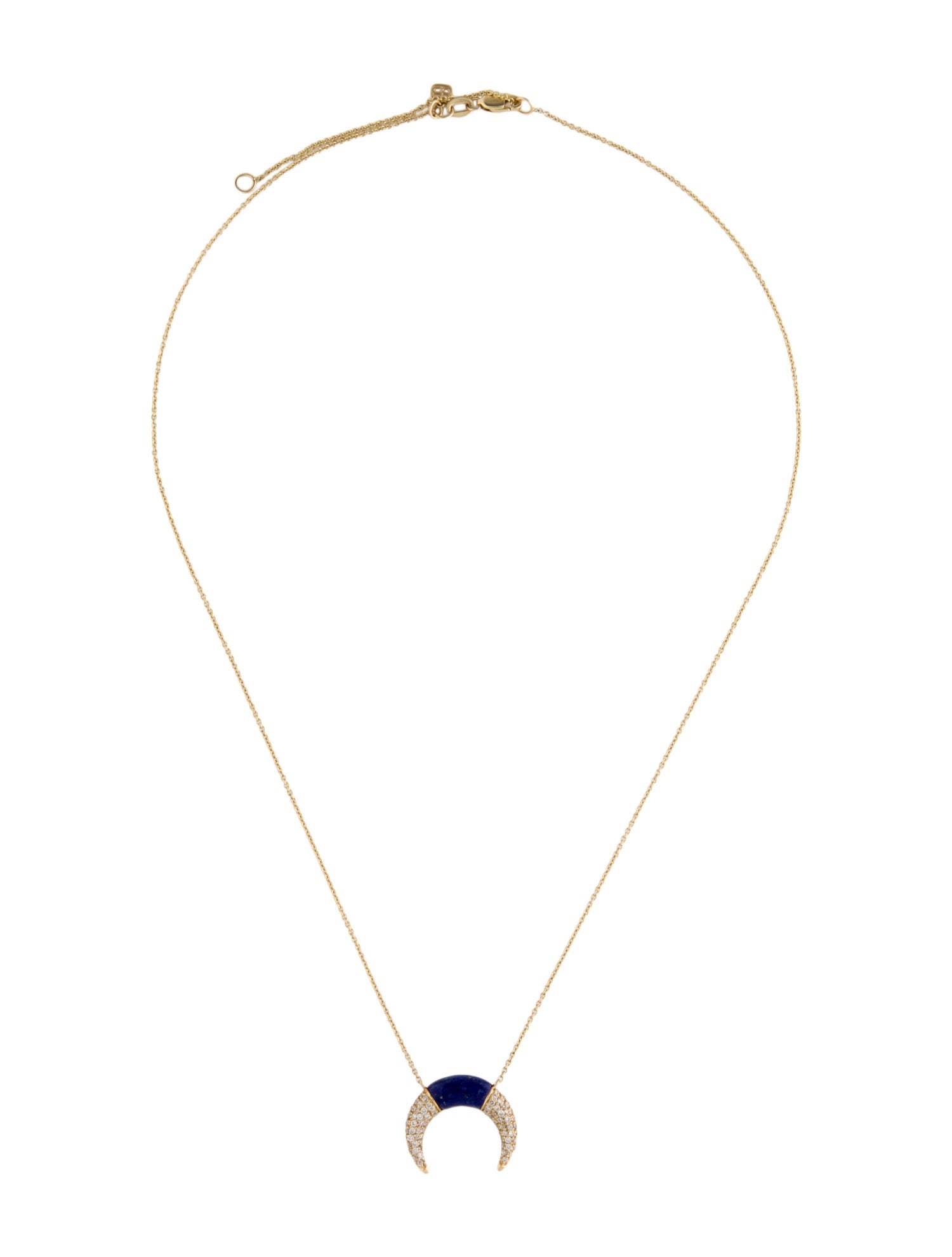 Sydney Evan 14K Lapis Lazuli & Diamond Double Horn Pendant Necklace