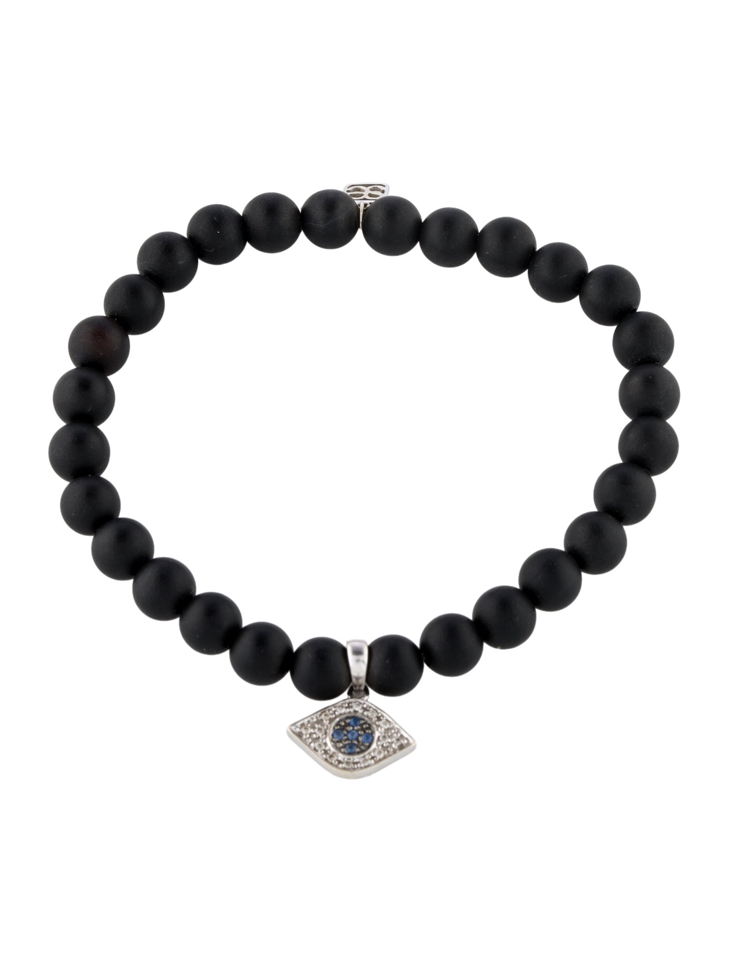 Sydney Evan 14K Sapphire, Onyx & Diamond Evil Eye Bead Set Bracelet