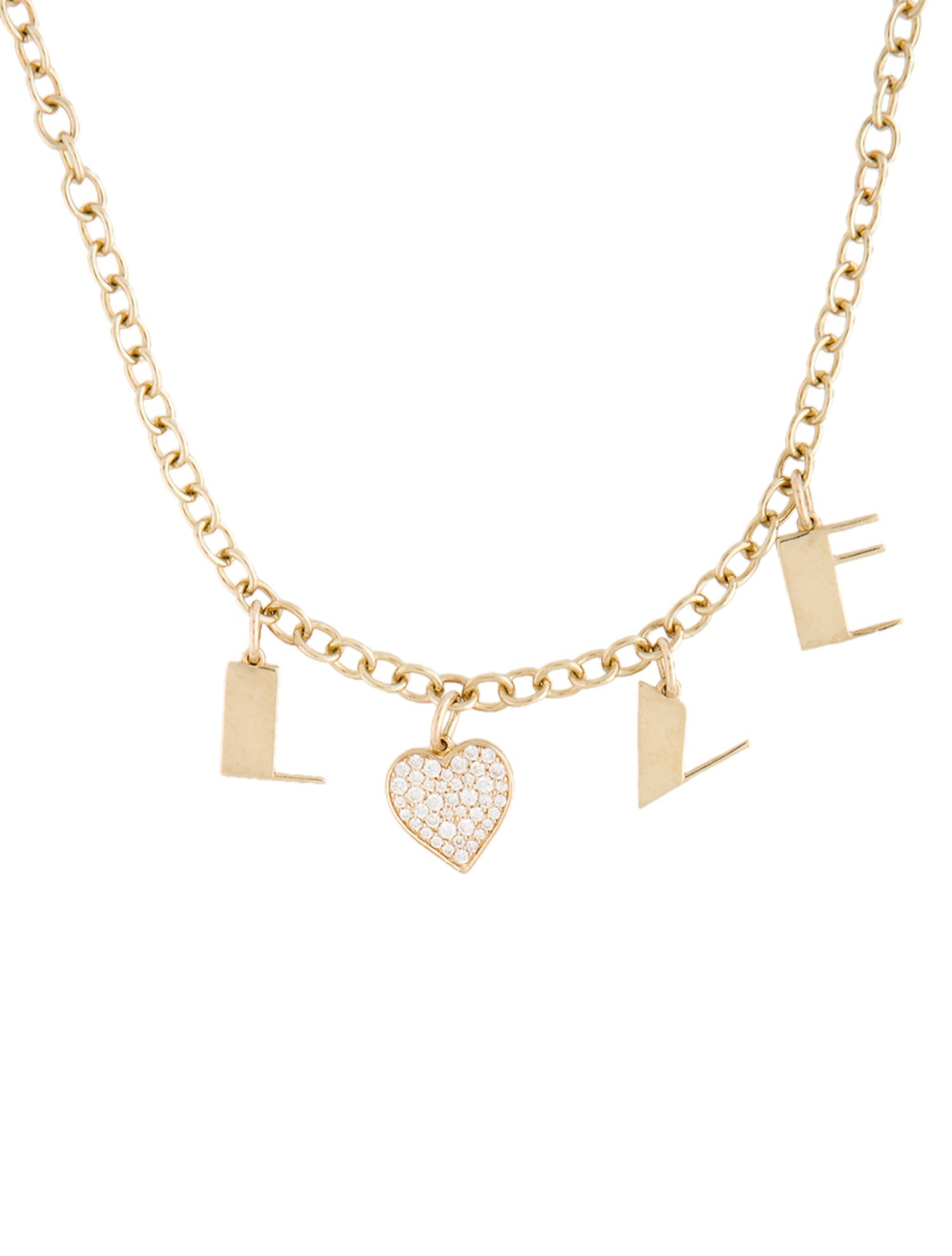 Sydney Evan 14K Diamond 'LOVE' Charm Necklace