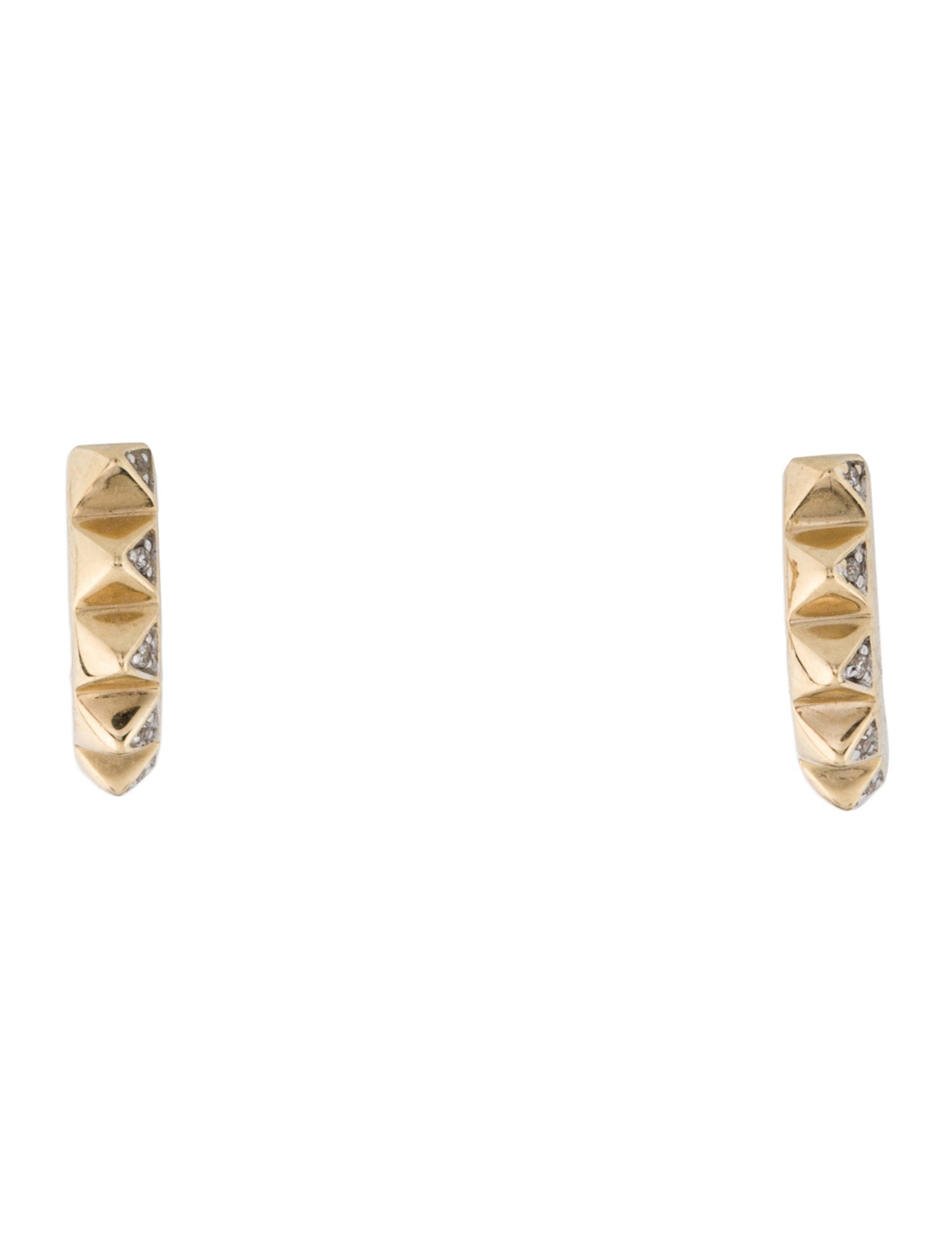 Sydney Evan 14K Diamond Pyramid Spike Huggie Earrings