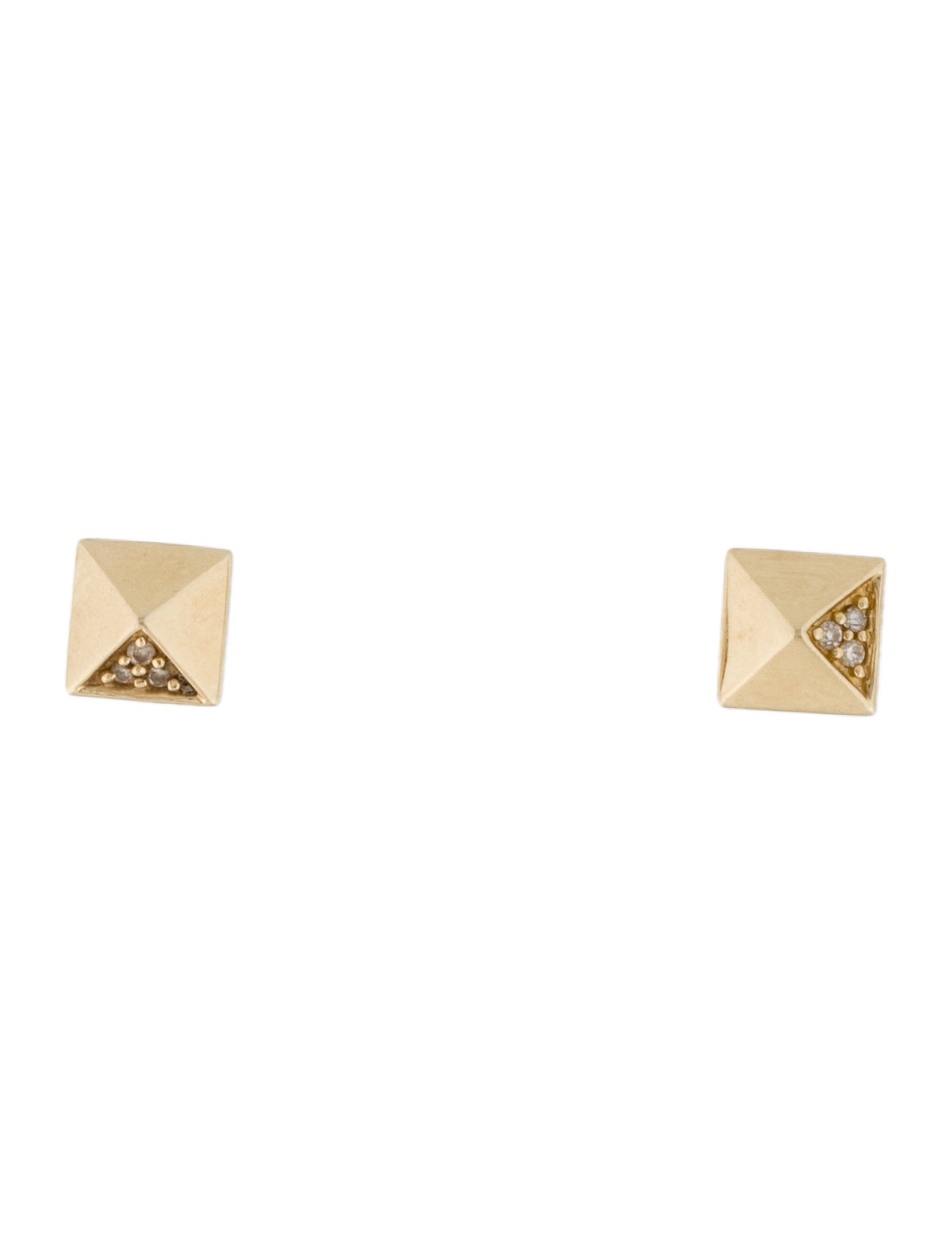 Sydney Evan 14K Diamond Pyramid Stud Earrings