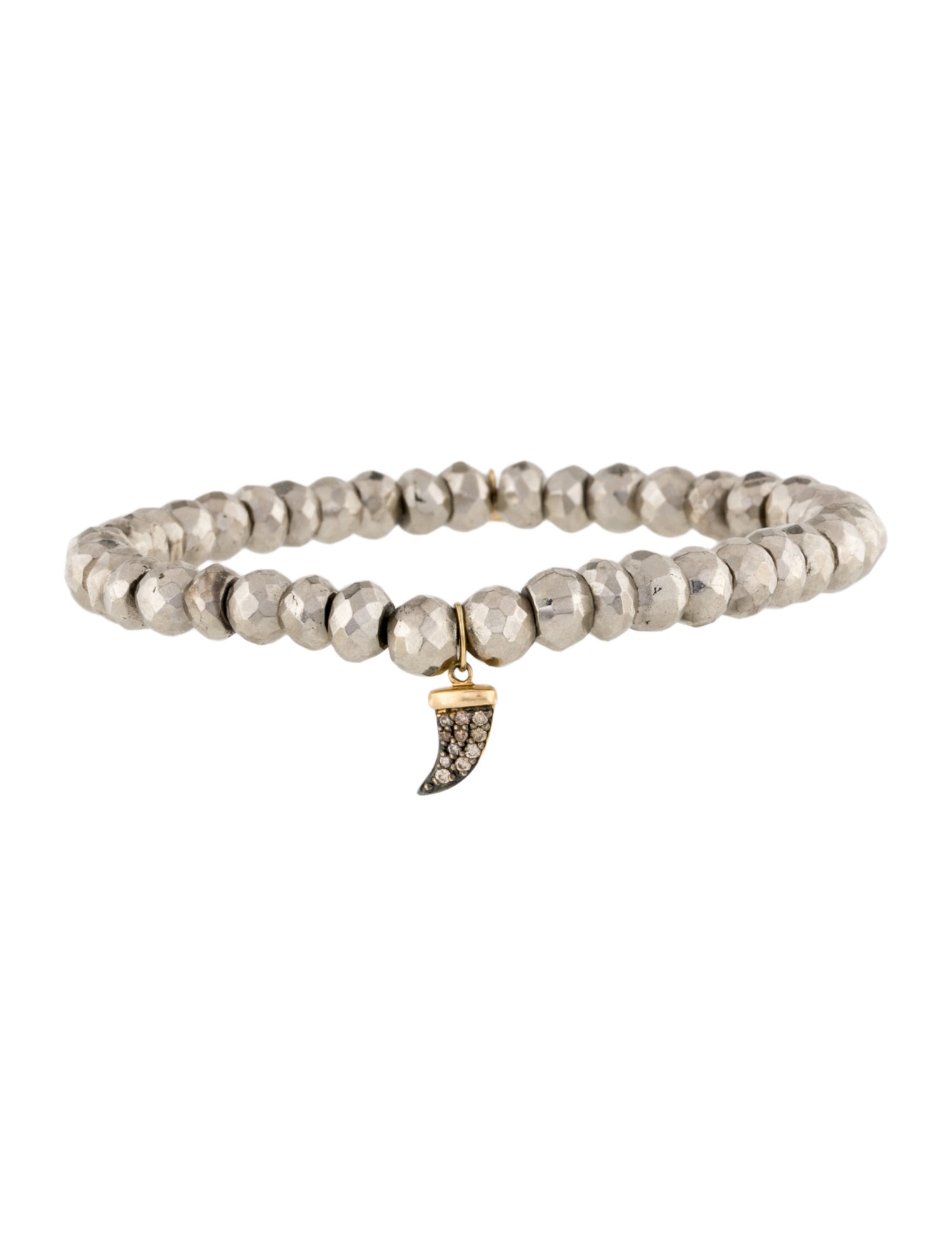 Sydney Evan 14K Pyrite & Diamond Mini Horn Charm Beaded Bracelet