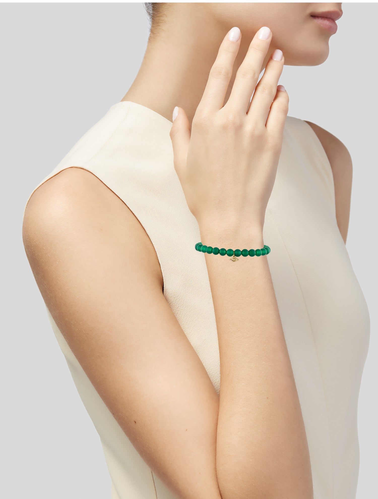 Sydney Evan 14K Dyed Chalcedony Eye Charm Bead Bracelet