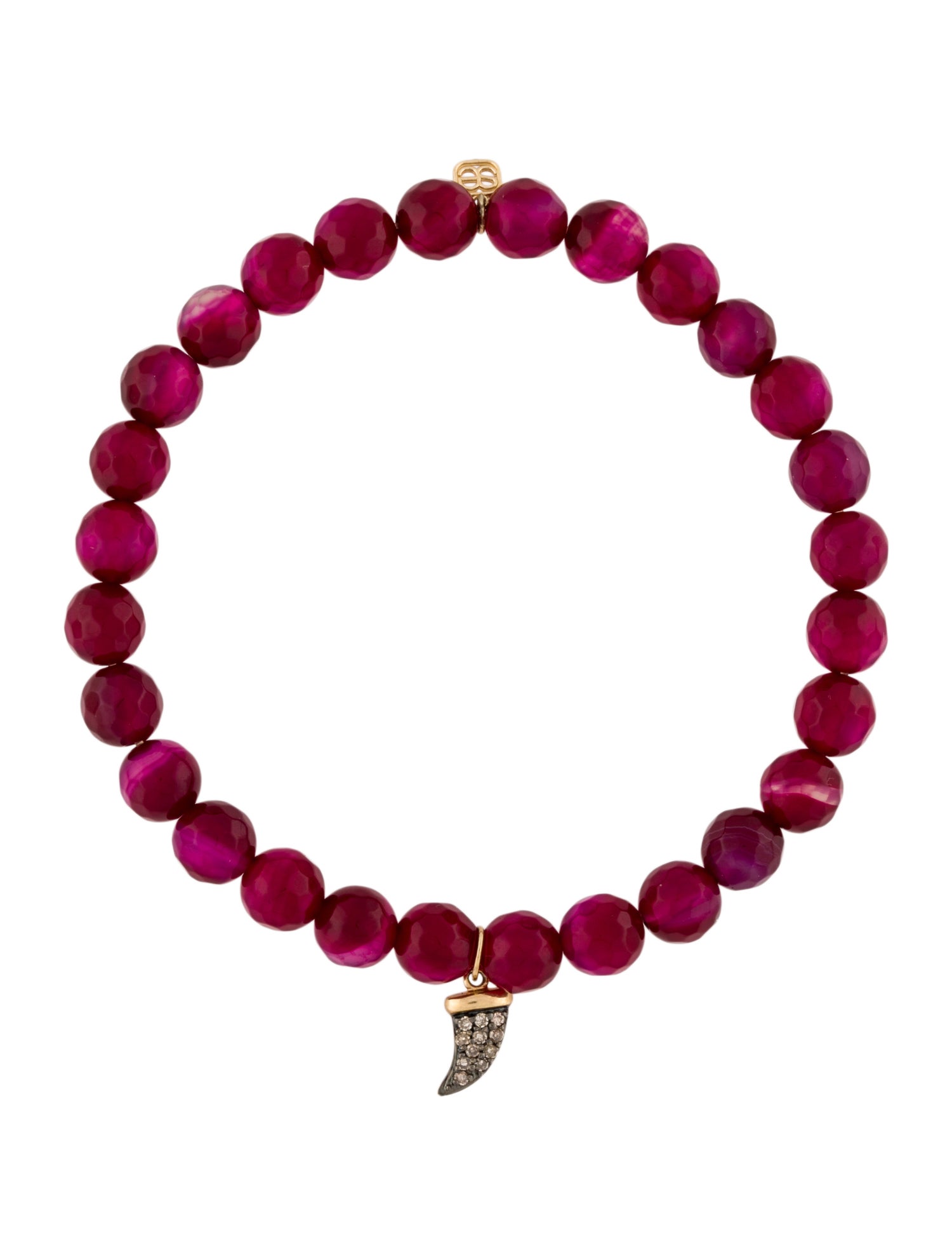 Sydney Evan 14K Agate & Diamond Shark Tooth Bead Bracelet