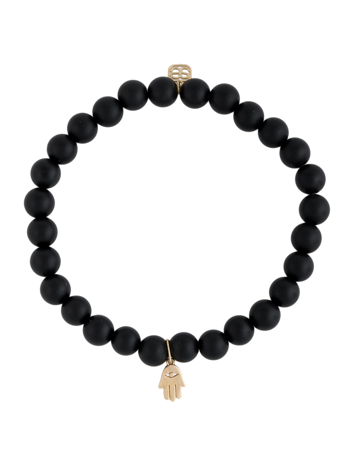 Sydney Evan 14K Onyx Hamsa Charm Bead Bracelet
