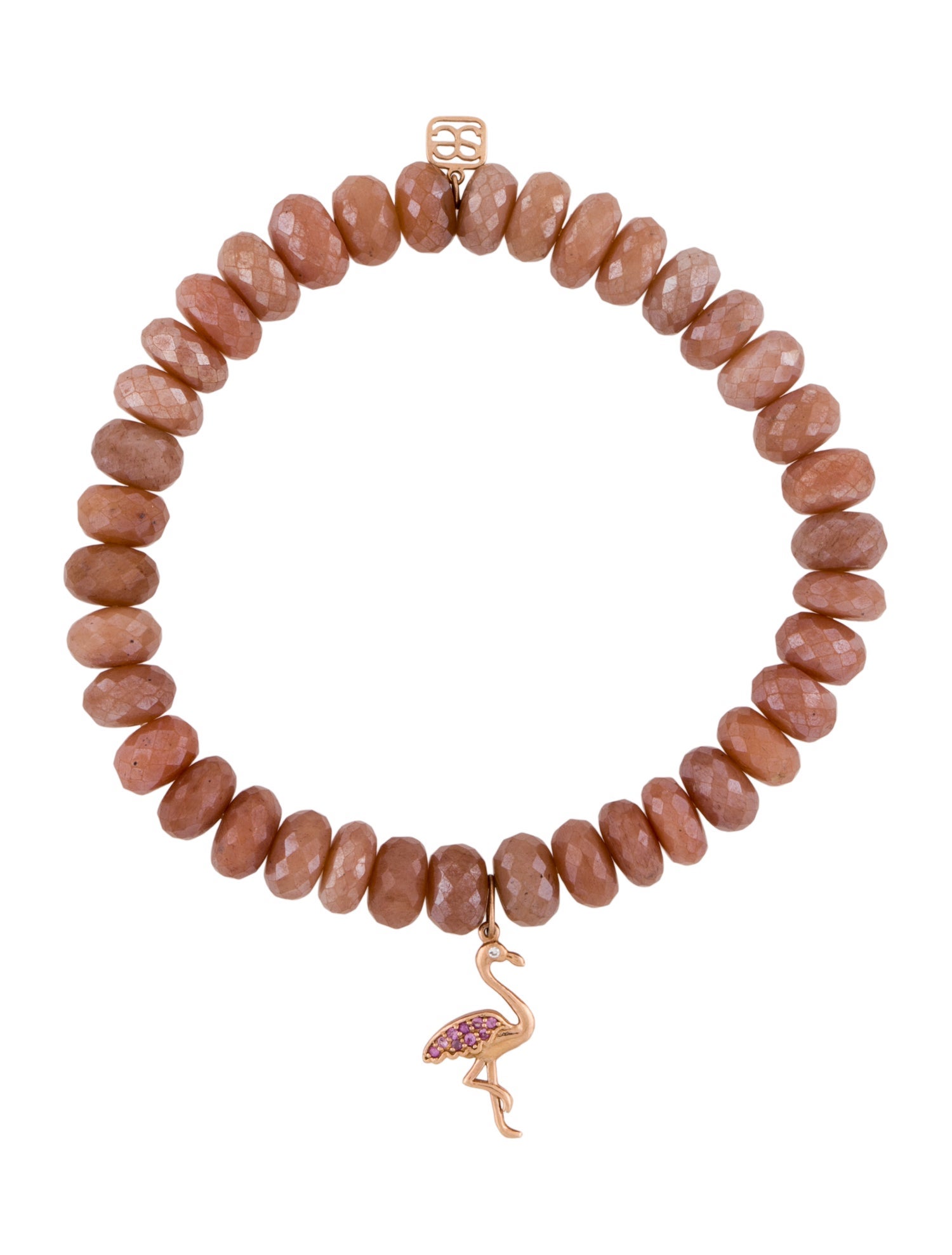 Sydney Evan 14K Coated Sunstone, Sapphire & Diamond Flamingo Charm Bead Bracelet
