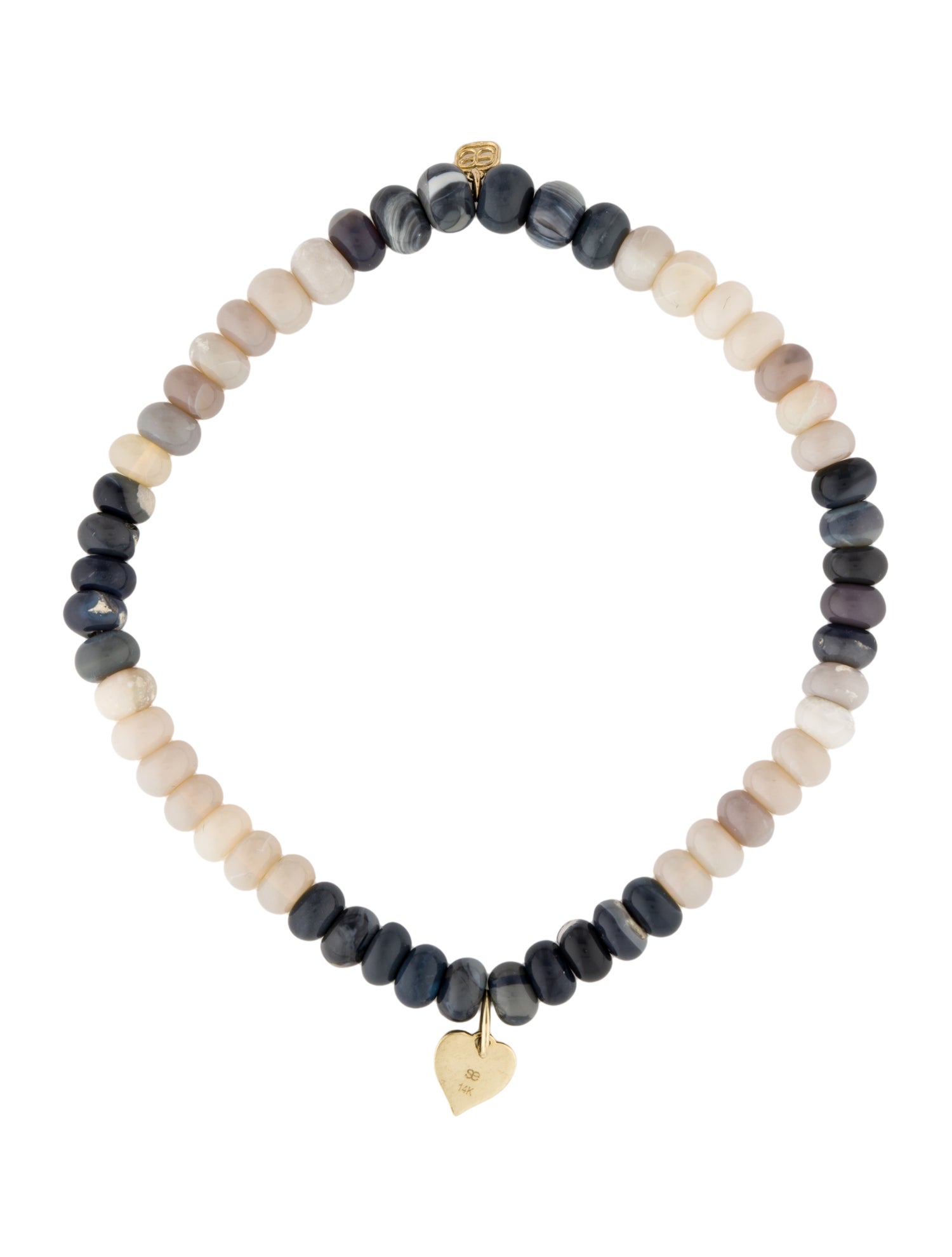 Sydney Evan 14K Opal Heart Charm Bead Bracelet