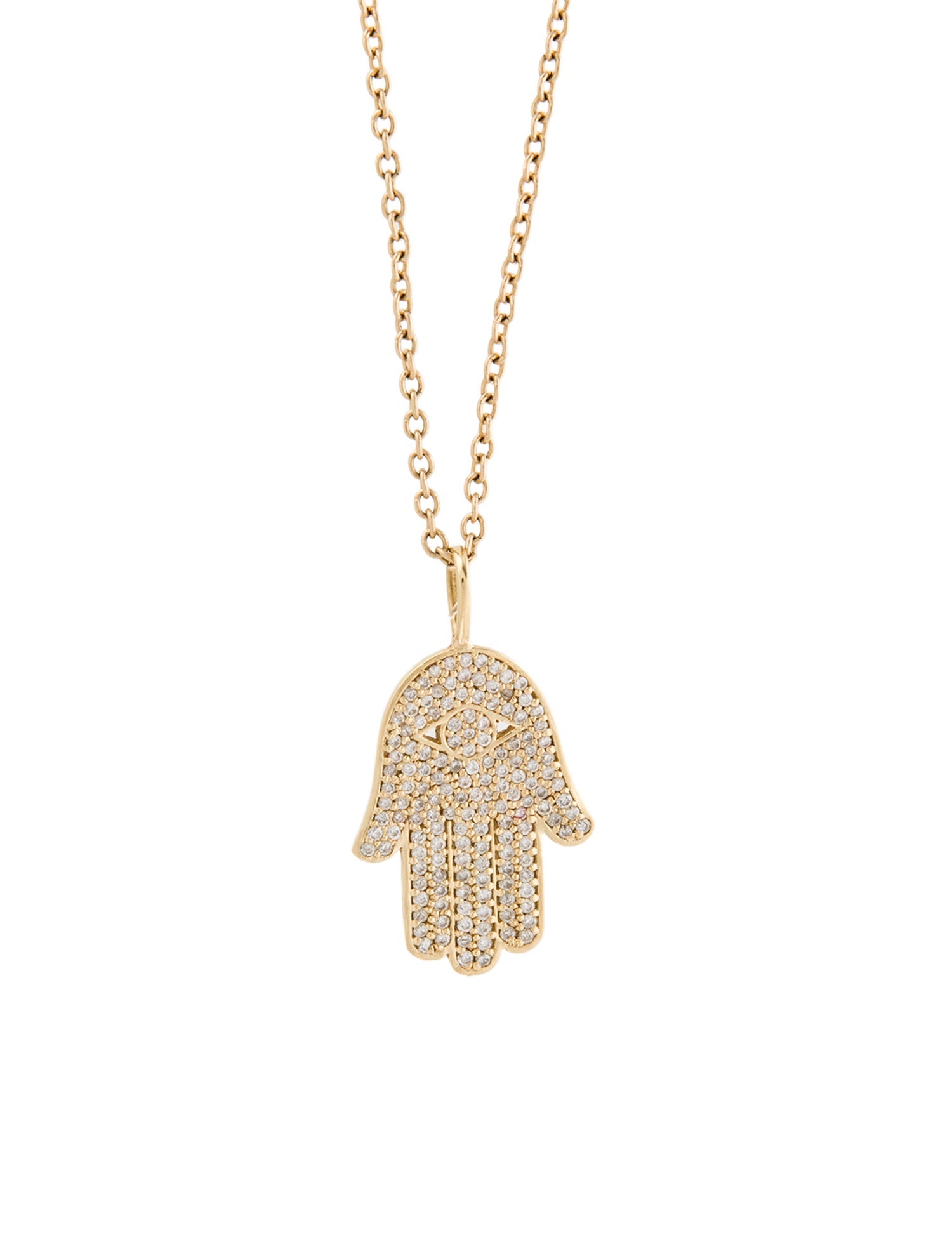 Sydney Evan 14K Diamond Large Hamsa Pendant Necklace