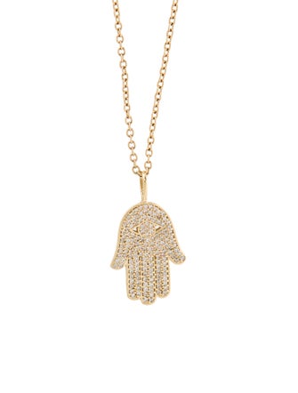 Sydney Evan 14K Diamond Large Hamsa Pendant Necklace