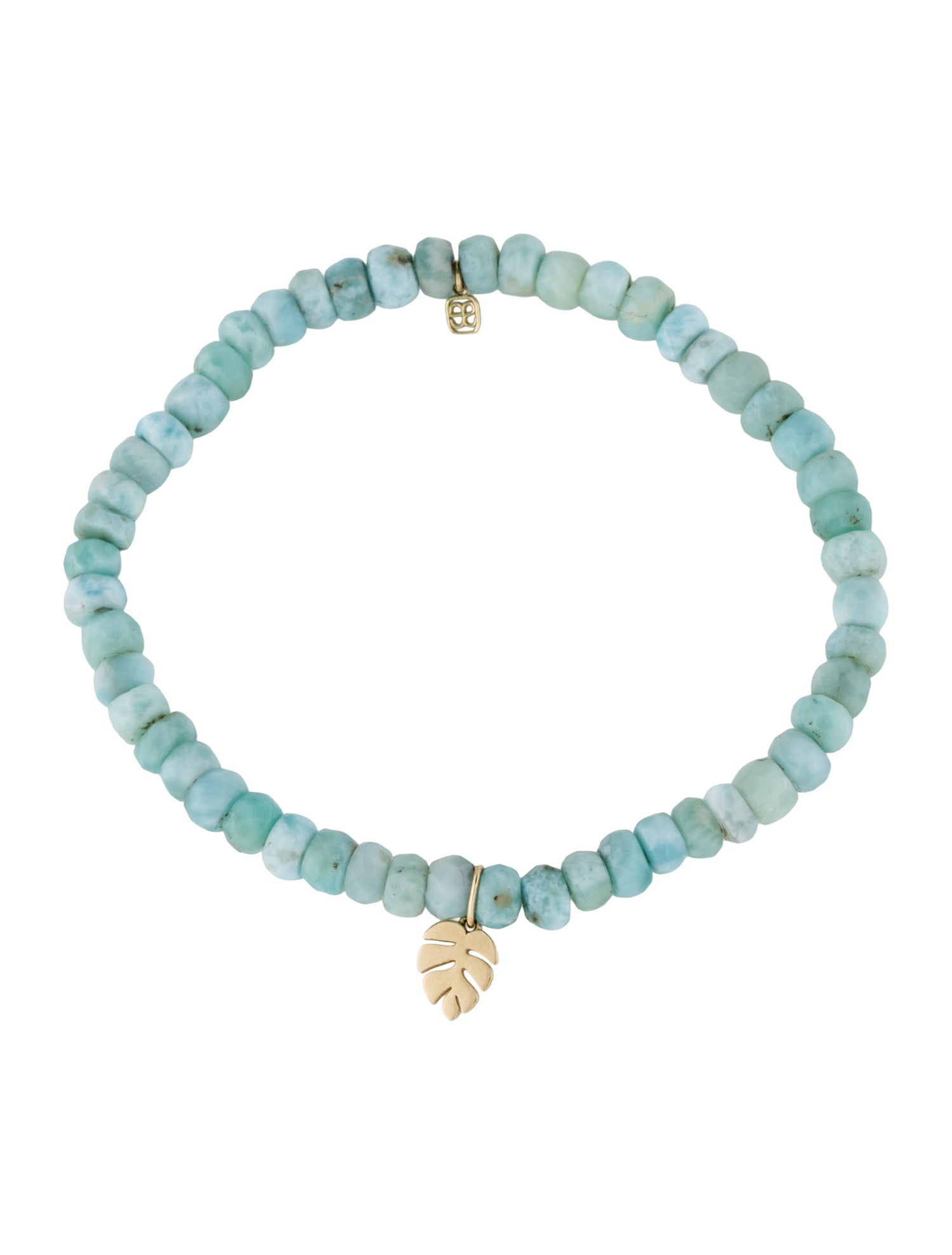 Sydney Evan 14K Larimar Leaf bead Bracelet