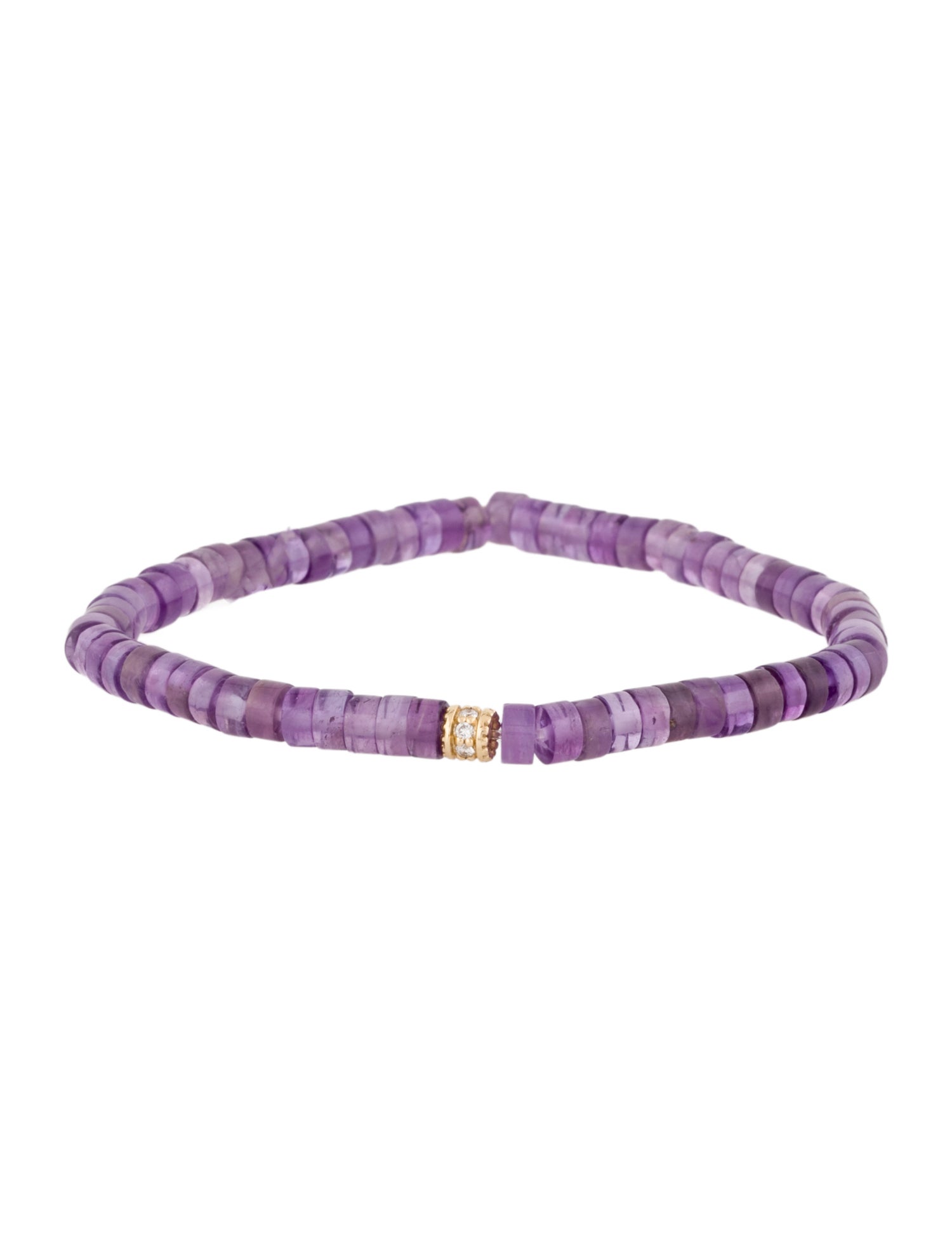 Sydney Evan 14K Amethyst & Diamond Rondelle on Heishi Bracelet