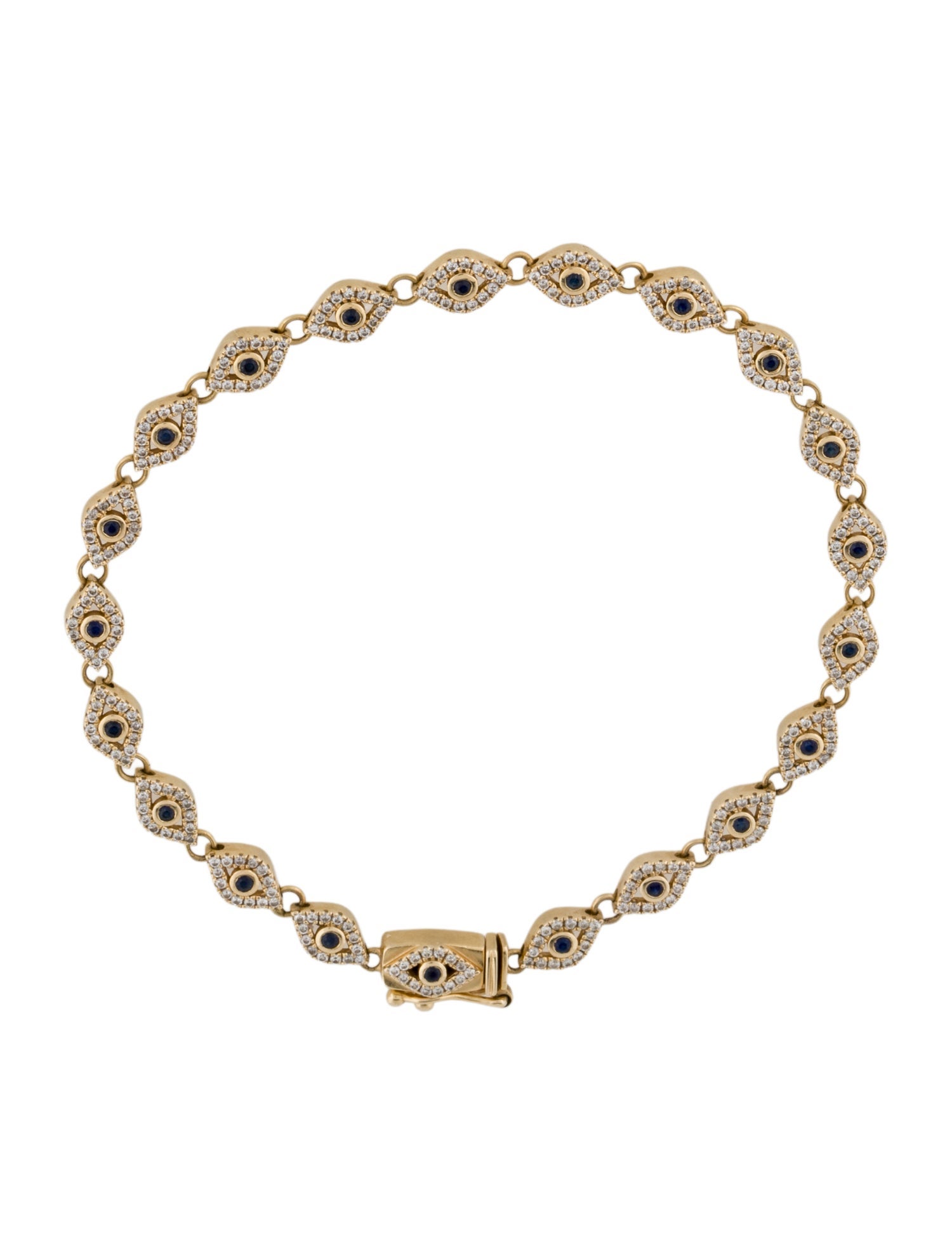 Sydney Evan 14K Sapphire & Diamond Evil Eye Link Bracelet