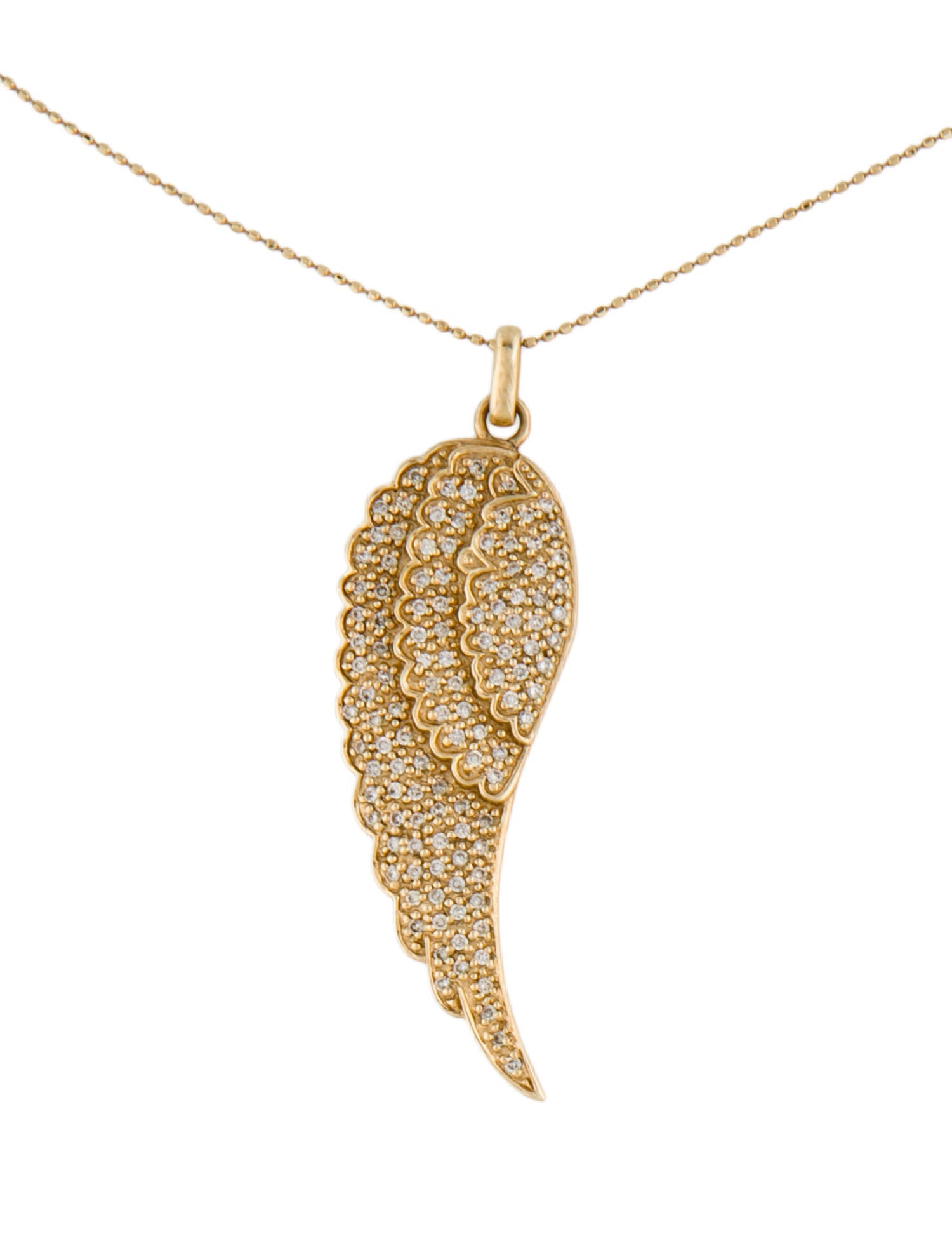 Sydney Evan 14K Diamond Angel Wing Pendant Necklace