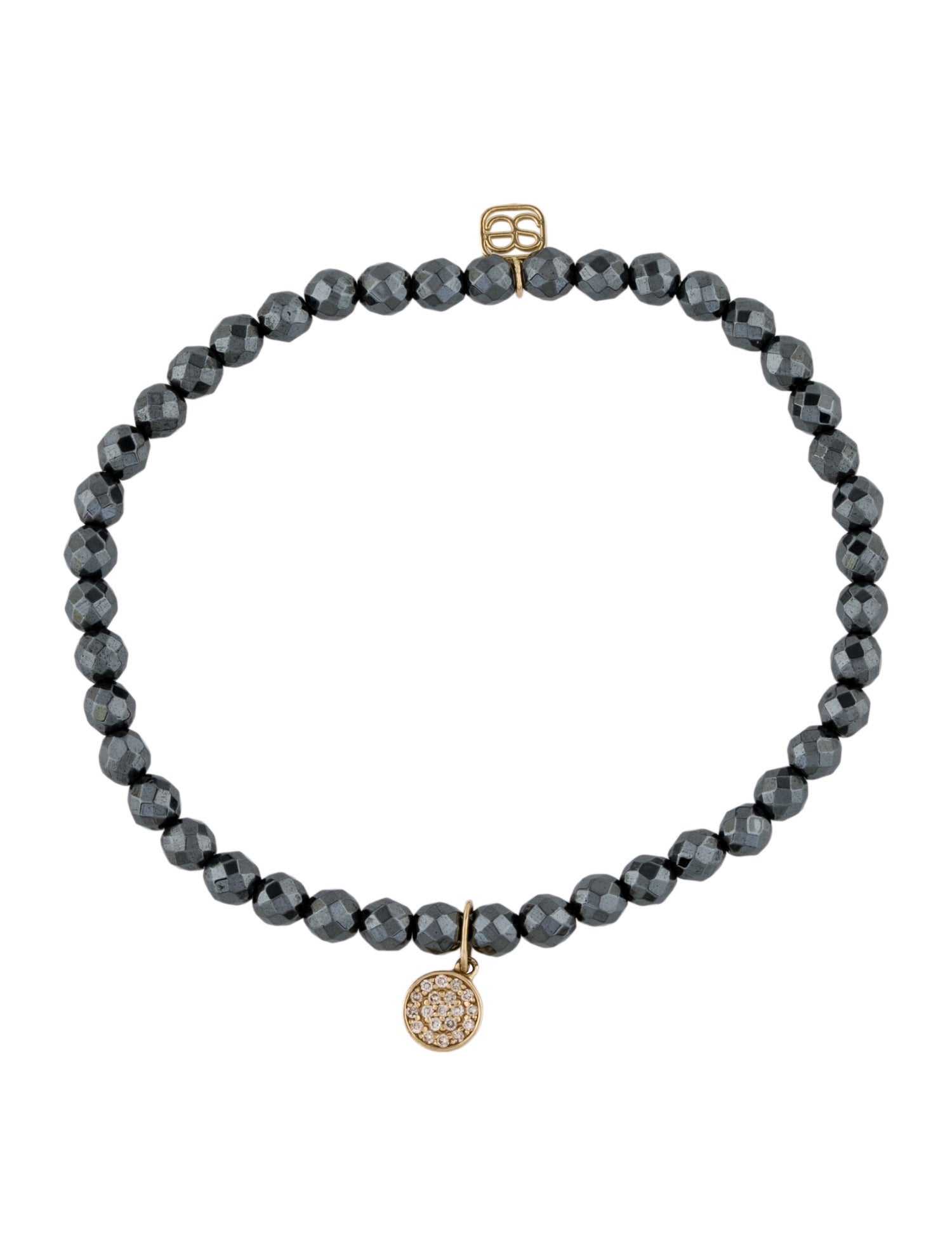 Sydney Evan 14K Hematite & Diamond Bead Bracelet