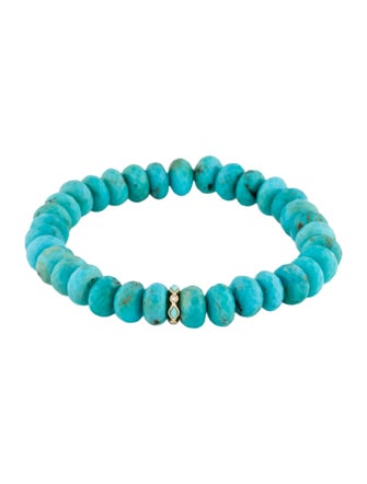 Sydney Evan Turquoise & Diamond Stretch Bracelet
