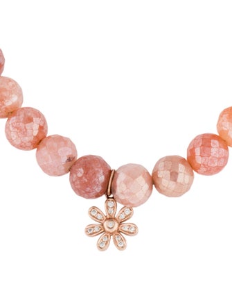 Sydney Evan 14K Coated Sunstone & Diamond Flower Bracelet