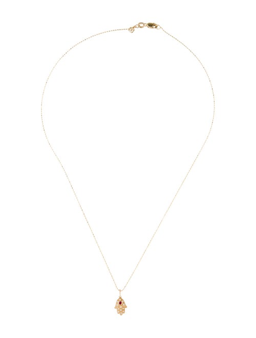 Sydney Evan 14K Ruby & Diamond Mini Hamsa Charm Pendant Necklace