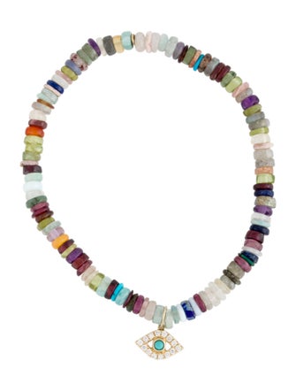 Sydney Evan Multi-Stone & Diamond Evil Eye Bracelet