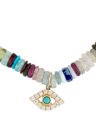 Sydney Evan Multi-Stone & Diamond Evil Eye Bracelet