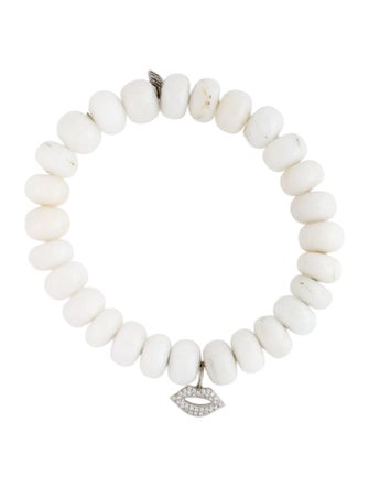 Sydney Evan 14K Quartzite & Diamond Lips Bead Bracelet