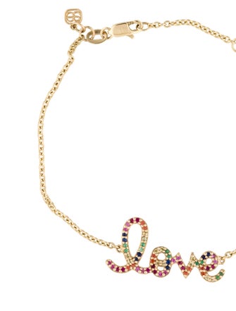 Sydney Evan 14K Emerald, Sapphire & Ruby Medium 'Love' Link Bracelet