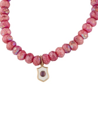 Sydney Evan 14K Coated Dyed Quartzite & Amethyst Shield *Live in Love' Charm Bracelet