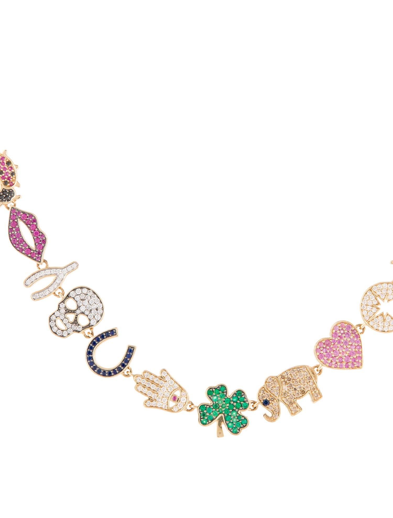 Sydney Evan 14K Multistone Rainbow Anniversary Multi-Icon Collar Necklace