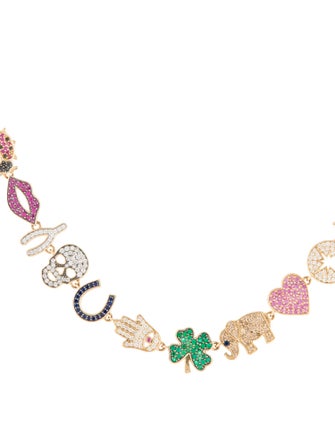 Sydney Evan 14K Multistone Rainbow Anniversary Multi-Icon Collar Necklace