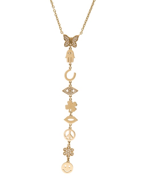 Sydney Evan 14K Diamond Icon Lariat Necklace