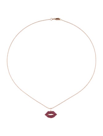Sydney Evan 14K Ruby Lips Pendant Necklace