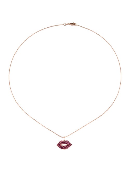 Sydney Evan 14K Ruby Lips Pendant Necklace