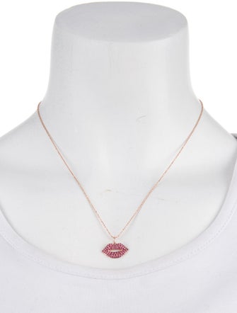 Sydney Evan 14K Ruby Lips Pendant Necklace