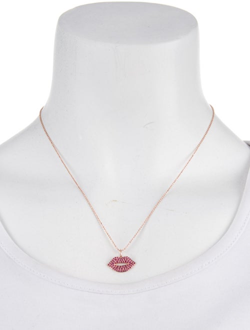 Sydney Evan 14K Ruby Lips Pendant Necklace