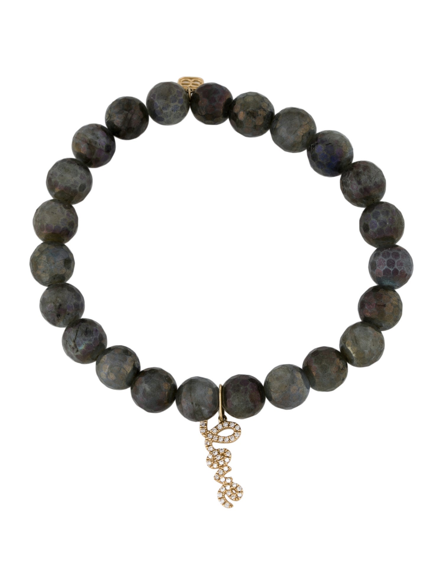 Sydney Evan 14K Labradorite & Diamond Love Charm Bead Bracelet