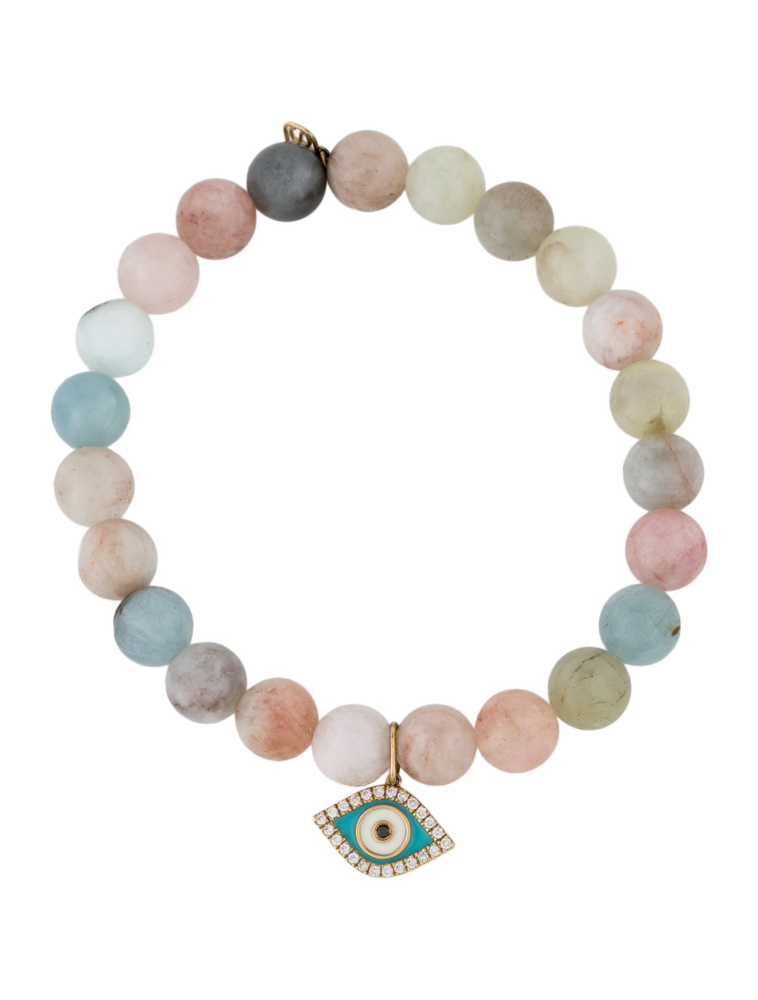 Sydney Evan 14K Diamond Evil Eye Multistone Beaded Bracelet