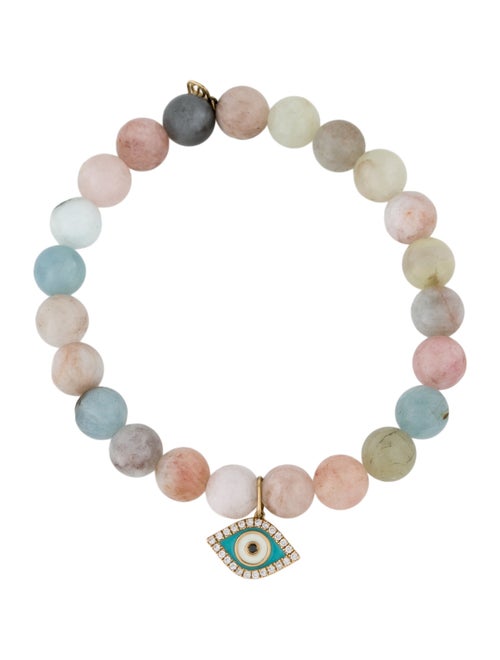 Sydney Evan 14K Diamond Evil Eye Multistone Beaded Bracelet