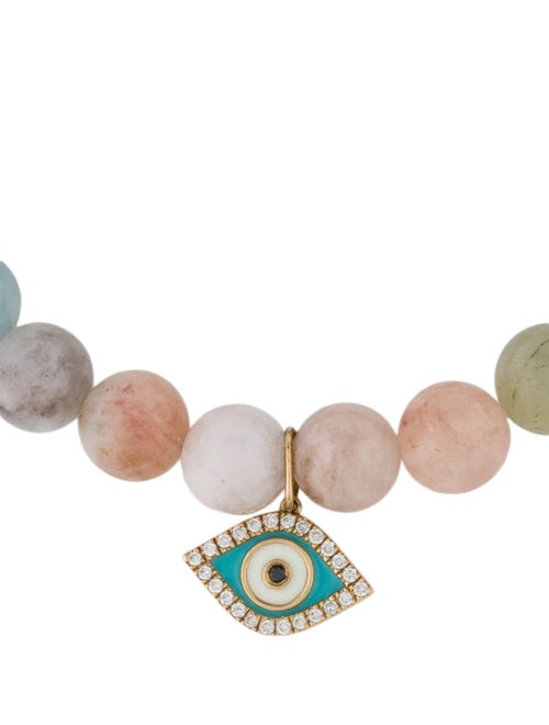 Sydney Evan 14K Diamond Evil Eye Multistone Beaded Bracelet