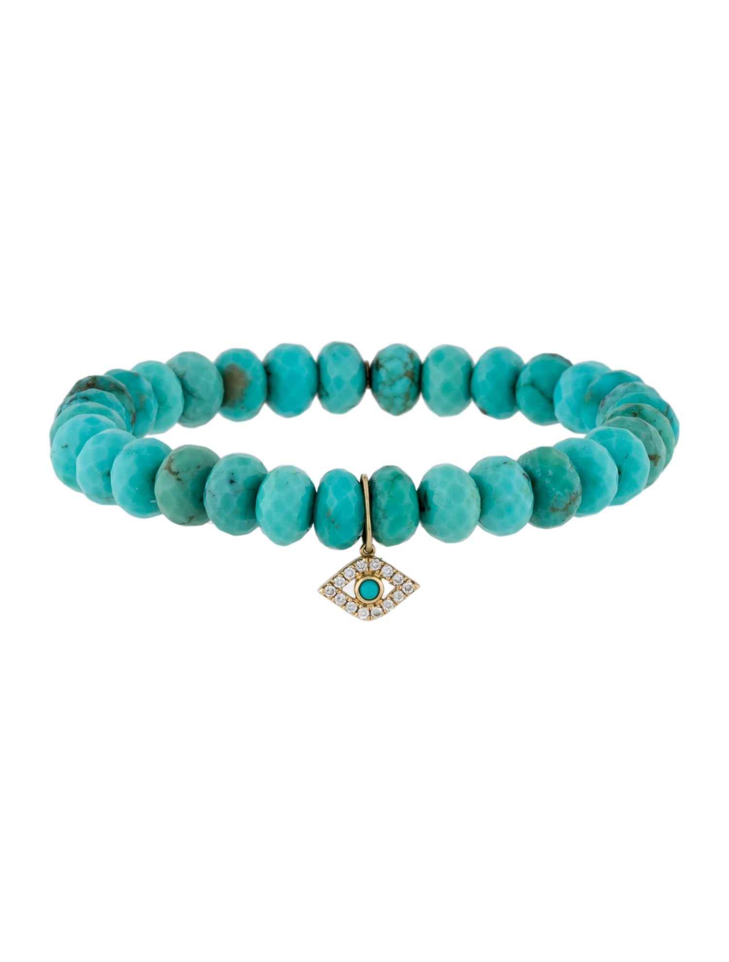 Sydney Evan 14K Turquoise & Diamond Evil Eye Bead Bracelet