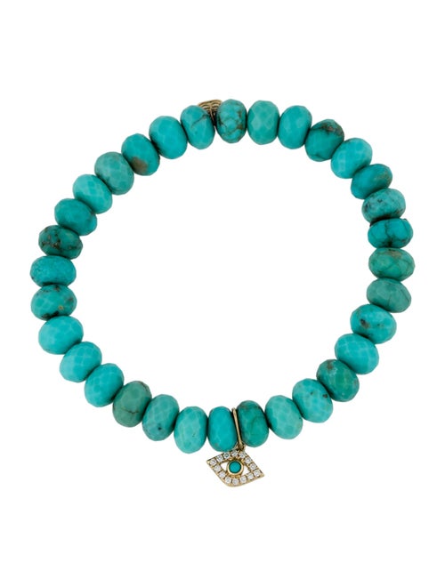 Sydney Evan 14K Turquoise & Diamond Evil Eye Bead Bracelet