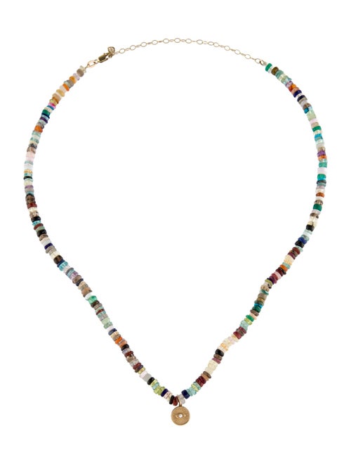 Sydney Evan 14K Diamond Evil Eye Coin Beaded Pendant Necklace