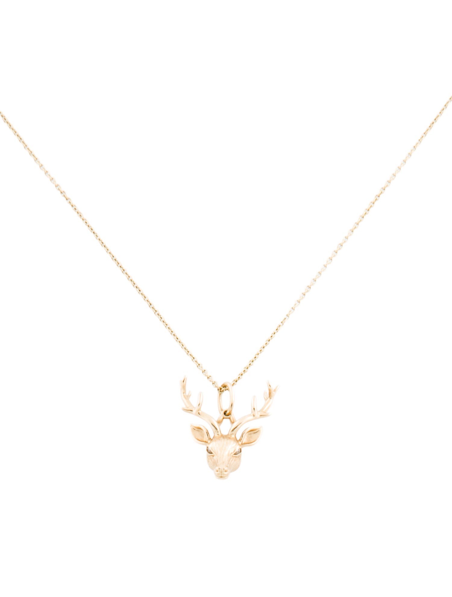 Sydney Evan 14K Diamond Deer Charm Pendant Necklace